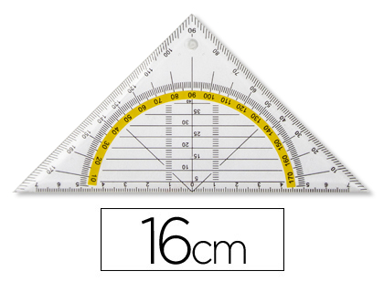 Escuadra de geometría Liderpapel plástico cristal 16cm.